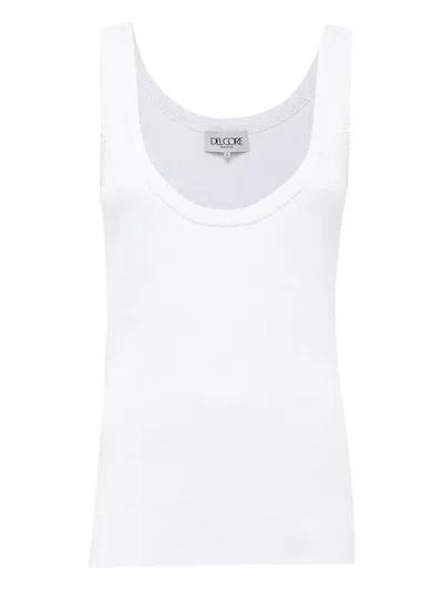 Del Core Scoop-neck Ribbed Tank Top In White