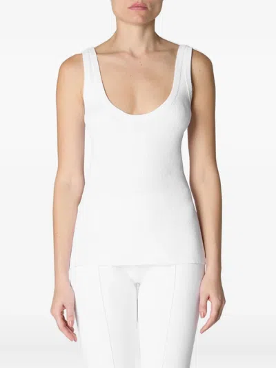 Del Core Scoop-neck Ribbed Tank Top In White