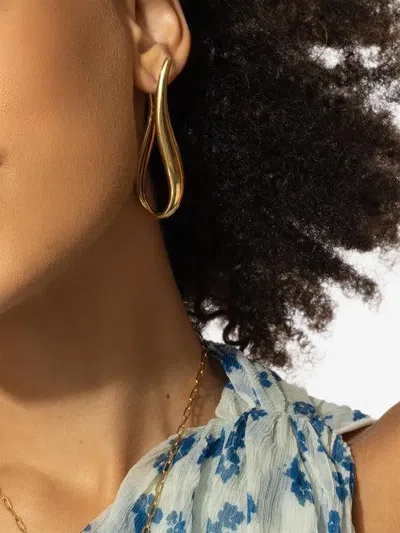 Lisa Nik 18k Yellow Gold Wavy Elongated Earrings In Gold