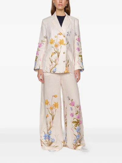 Christy Lynn Floral-print Belted Blazer In Pink