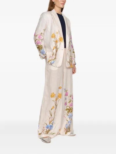 Christy Lynn Floral-print Belted Blazer In Pink