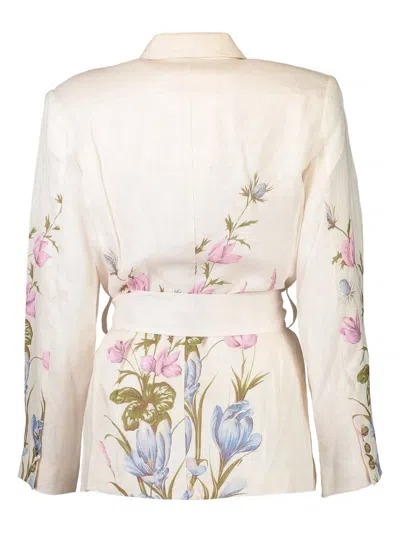 Christy Lynn Floral-print Belted Blazer In Pink