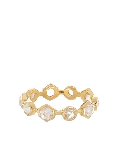 Nimo With Love 18k Yellow Gold Hexagon Diamond Ring In Multi