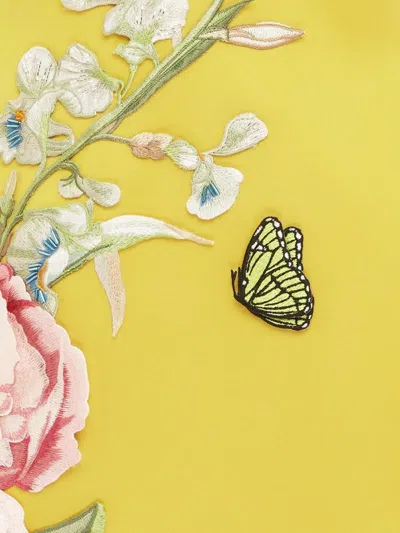 Leo Lin Floral-butterfly Mini Dress In Yellow