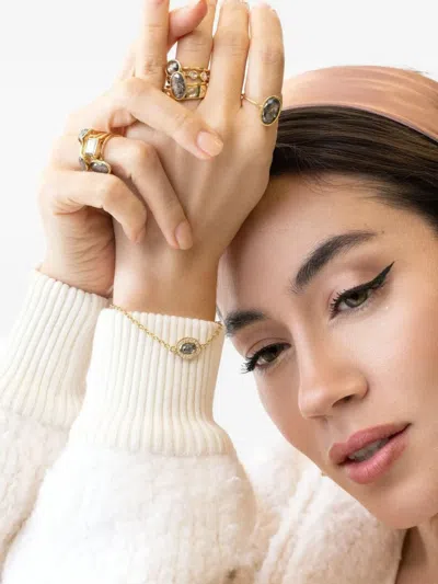 Nimo With Love 18k Yellow Gold Hexagon Diamond Ring In Multi