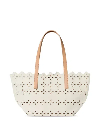 Loeffler Randall Easton Flower-cut Scalloped Shoulder Bag In White