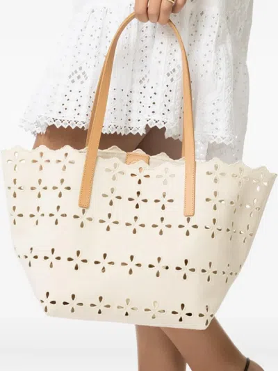 Loeffler Randall Easton Flower-cut Scalloped Shoulder Bag In White
