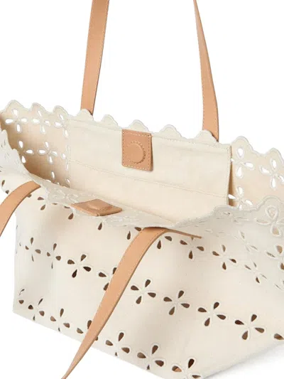 Loeffler Randall Easton Flower-cut Scalloped Shoulder Bag In White