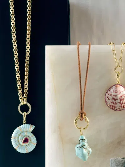 Jenna Blake 18k Yellow Gold Helix Diamond And Ruby Necklace Charm In Gold