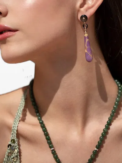 Wendy Yue 18k Rose Gold Drop Multi-stone Earrings In Purple