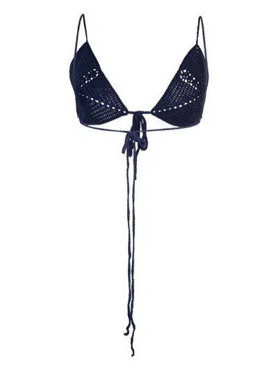 Alejandra Alonso Rojas Crochet-knit Triangle Bralette In Blue
