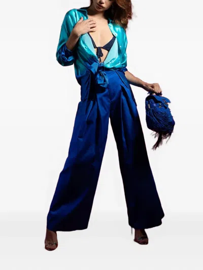 Alejandra Alonso Rojas Crochet-knit Triangle Bralette In Blue