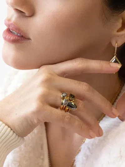 Nimo With Love 18k Yellow Gold The Stacker Pink Sapphire And Diamond Ring In Gold