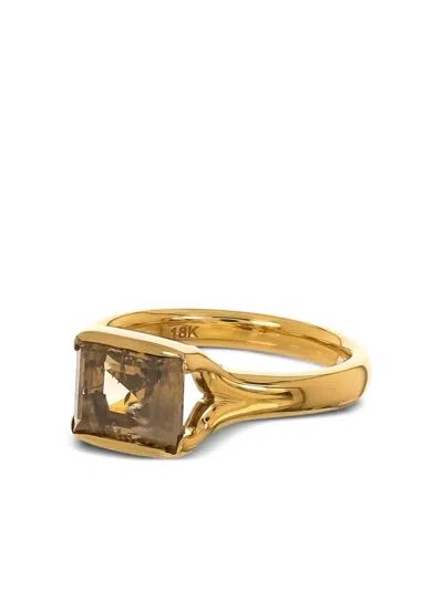 Nimo With Love 18k Yellow Gold The Stacker Pink Sapphire And Diamond Ring In Gold