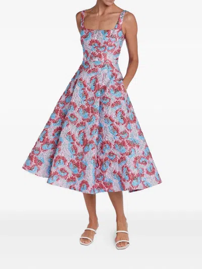 Mary Katrantzou Womens Ceramica Jq Beaux Flared Woven Midi Dress In Multi