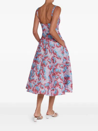 Mary Katrantzou Womens Ceramica Jq Beaux Flared Woven Midi Dress In Multi