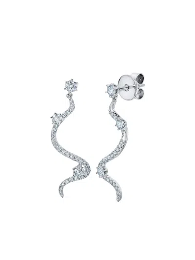 Graziela 18k White Gold Mega Swirl Diamond Earrings In Metallic