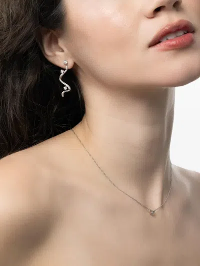 Graziela 18k White Gold Mega Swirl Diamond Earrings In Metallic