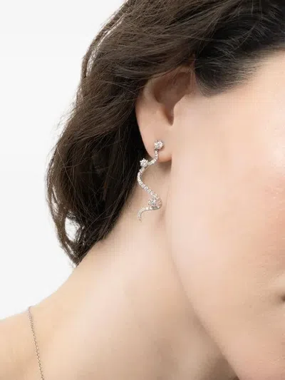 Graziela 18k White Gold Mega Swirl Diamond Earrings In Metallic