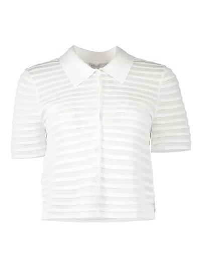 Simkhai Larken Striped Polo-neck Cardigan In White