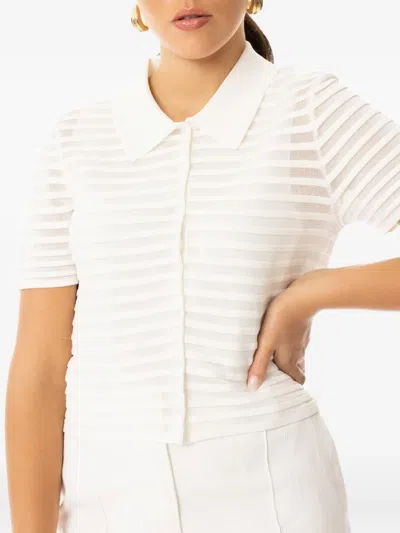 Simkhai Larken Striped Polo-neck Cardigan In White