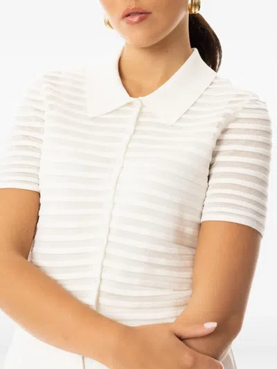 Simkhai Larken Striped Polo-neck Cardigan In White