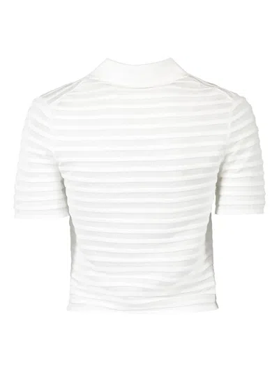 Simkhai Larken Striped Polo-neck Cardigan In White