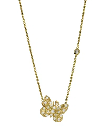 Tanya Farah 18kt Yellow Gold Butterfly Diamond Necklace In Gold