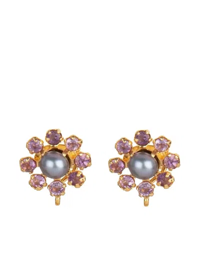 Bounkit Jewelry Amethyst Pearl Drop Earrings In Multi