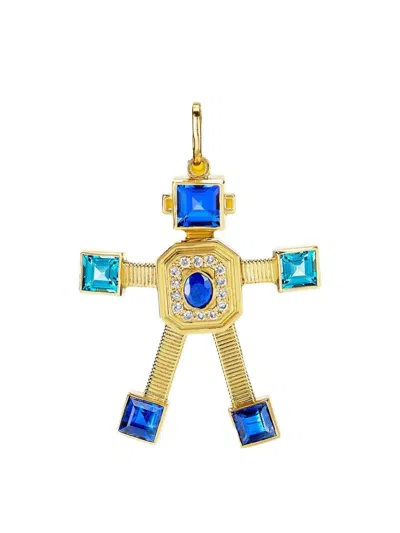 Vans 18kt Yellow Gold Van Robot Pendant Necklace In Gold