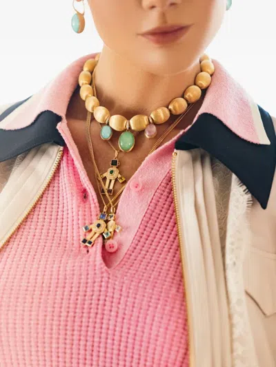 Vans 18kt Yellow Gold Van Robot Pendant Necklace In Gold