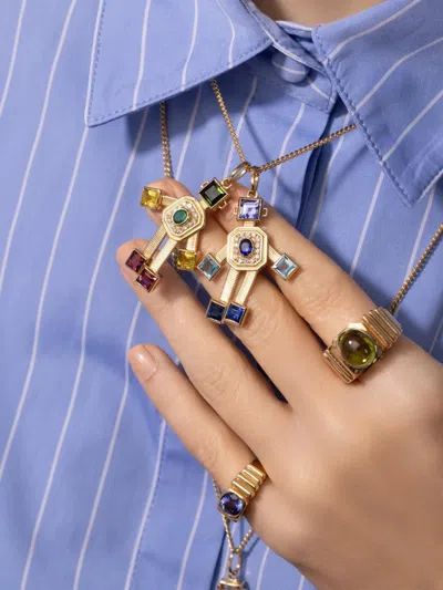 Vans 18kt Yellow Gold Van Robot Pendant Necklace In Gold