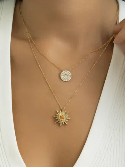 Lisa Nik 18k Yellow Gold Disc Diamond Necklace In Gold