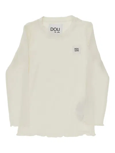 Doudou Et Compagnie Ruffled-trim Long-sleeve T-shirt In Neutral