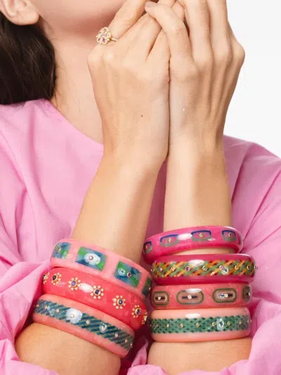 Mark Davis 18k Yellow Gold Tsavorite Bakelite Bangle In Multi