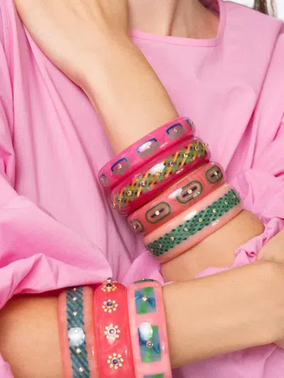 Mark Davis 18k Yellow Gold Tsavorite Bakelite Bangle In Multi