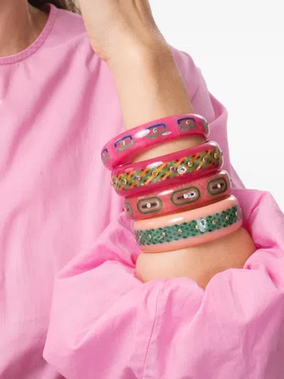 Mark Davis 18k Yellow Gold Tsavorite Bakelite Bangle In Multi