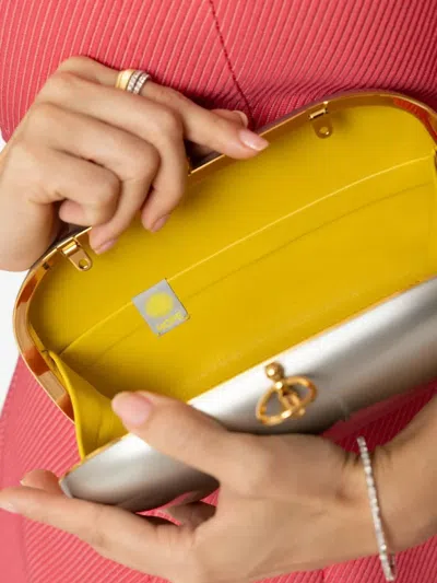 Jeffrey Levinson X Hdrf Elina Plus Oval Clasp Clutch In Silver