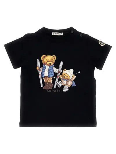 Moncler Bears-motif Cotton T-shirt In Blue