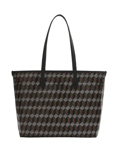 Au Depart No.47 Geometric Pattern Tote Bag In Brown