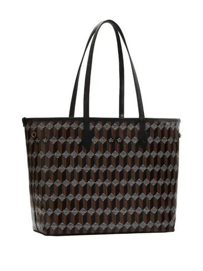 Au Depart No.47 Geometric Pattern Tote Bag In Brown