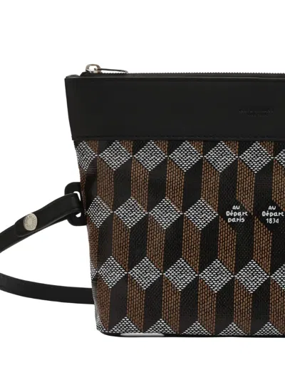 Au Depart No.47 Geometric Pattern Tote Bag In Brown