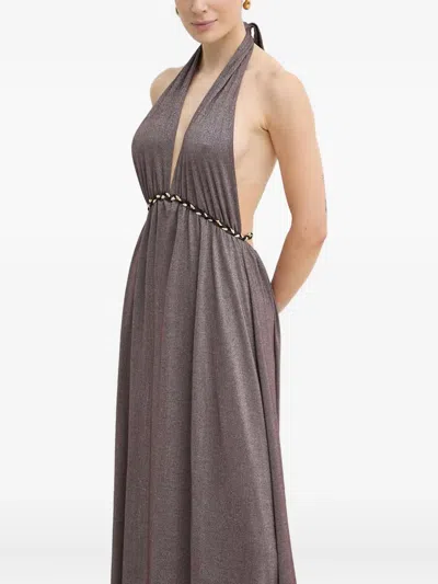 Twinset Halterneck Maixi Dress In Black