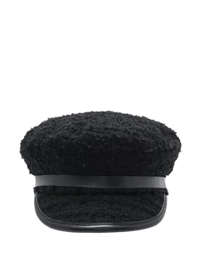 Misbhv Gavroche Tweed Logo-detail Hat In Black