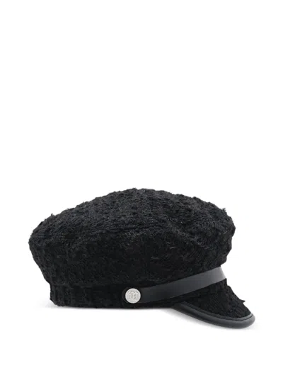 Misbhv Gavroche Tweed Logo-detail Hat In Black