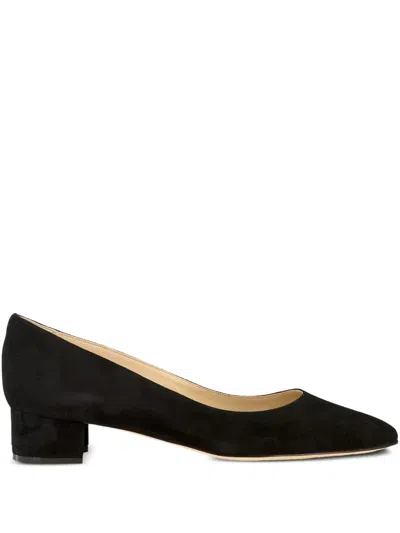Manolo Blahnik Listony Samba Tondo Suede Pumps In Black