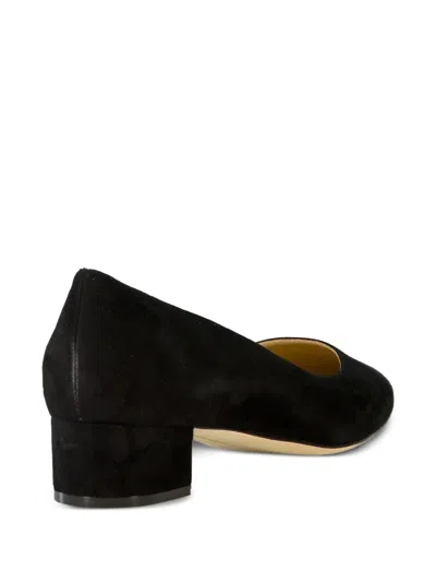 Manolo Blahnik Listony Samba Tondo Suede Pumps In Black