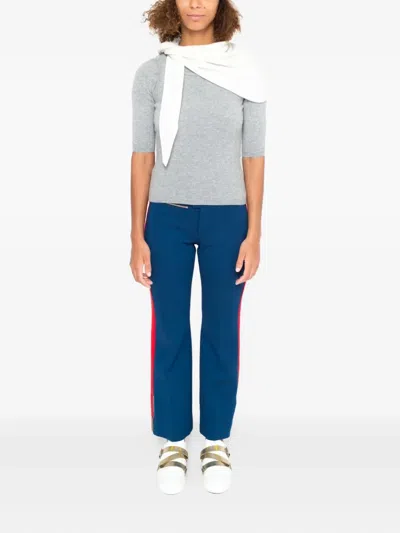 La Rose Round-neck Short-sleeve Sweater In Gray