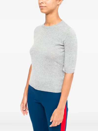 La Rose Round-neck Short-sleeve Sweater In Gray