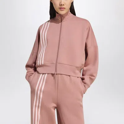 Adidas Originals Off Placed 3-stripes Zip Sweatshirt Pink In Pink